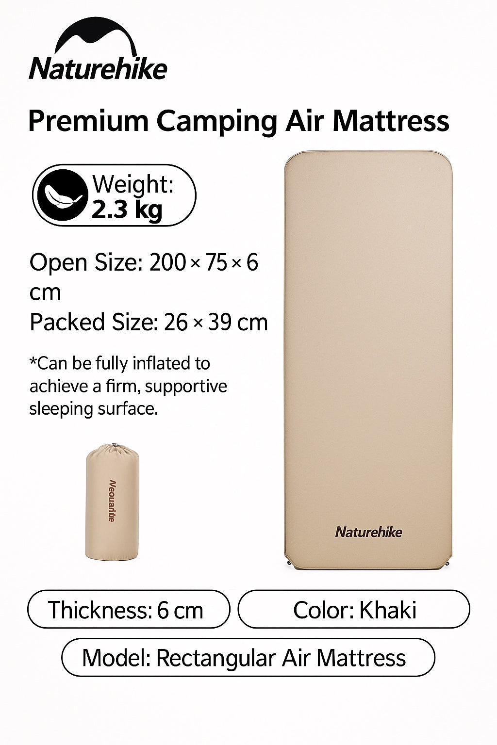 6cm Self-Inflating Camping Mattress