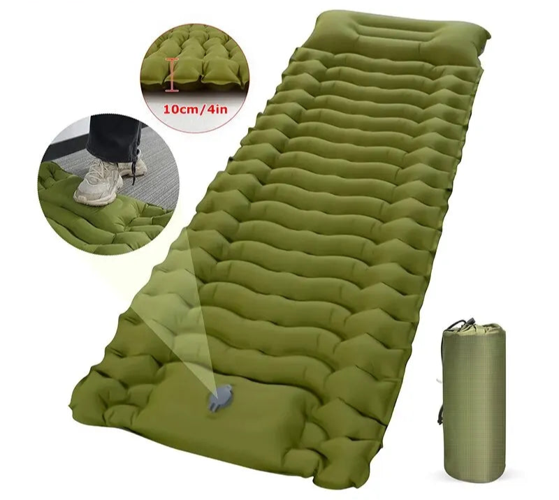 WESTTUNE Outdoor Camping Inflatable Mattress Thicken Sleeping Pad with Built-in Pillow & Pump Air Mat for Travel Hiking Climbing