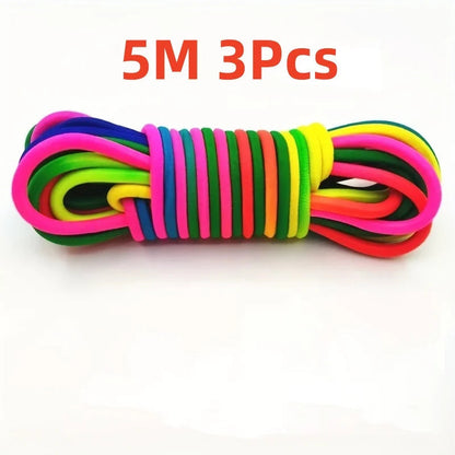 1-5Pcs 5-10M Rainbow Elastic Rubber Bands Jump Rope Training Toy Adults Kids Outdoor Games Fitness Exercise Party Toys Gift