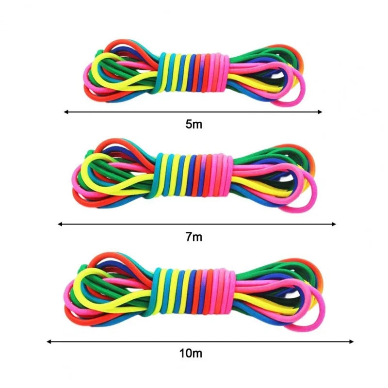 1-5Pcs 5-10M Rainbow Elastic Rubber Bands Jump Rope Training Toy Adults Kids Outdoor Games Fitness Exercise Party Toys Gift