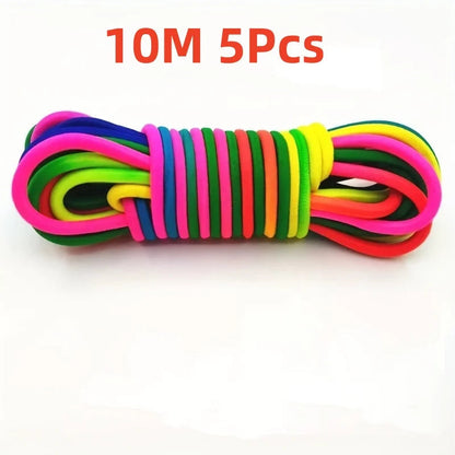 1-5Pcs 5-10M Rainbow Elastic Rubber Bands Jump Rope Training Toy Adults Kids Outdoor Games Fitness Exercise Party Toys Gift