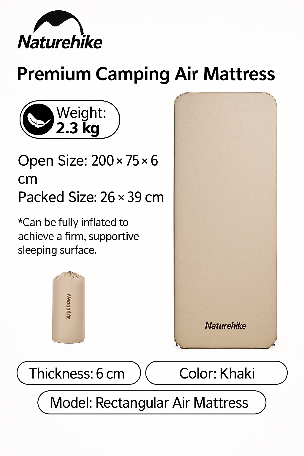 Naturehike Self-Inflating Ultralight Camping Mattress 6cm