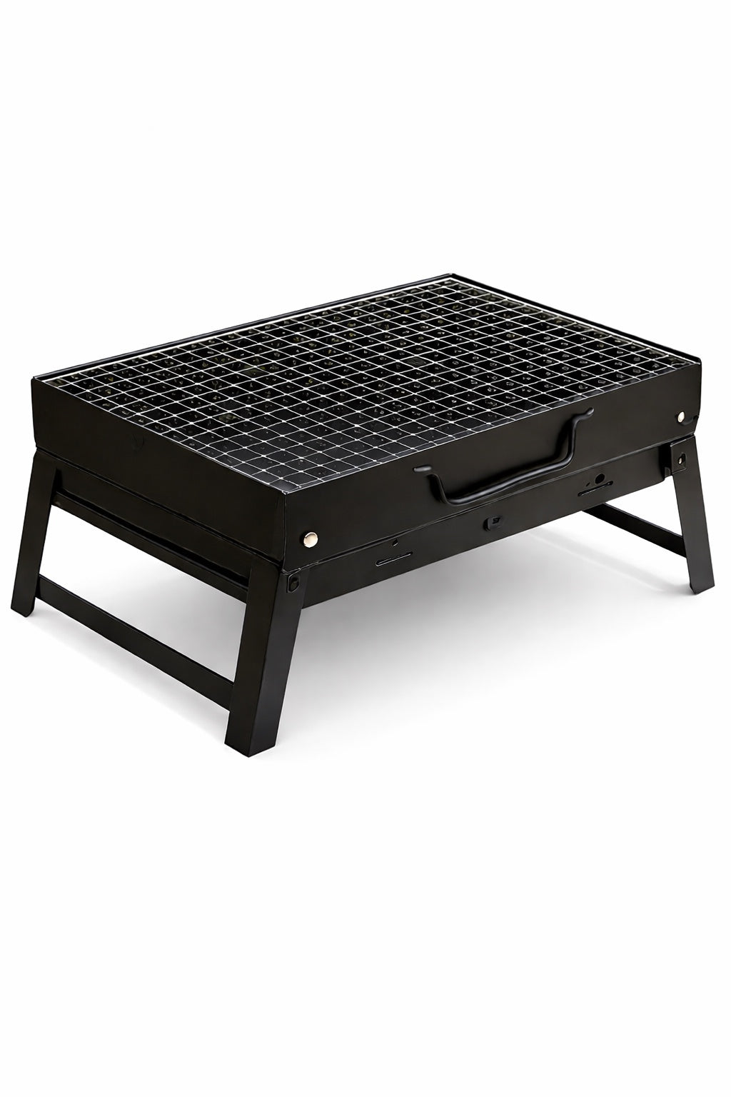 Portable charcoal BBQ grill for camping and outdoor cooking
