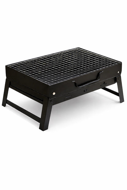 Portable charcoal BBQ grill for camping and outdoor cooking