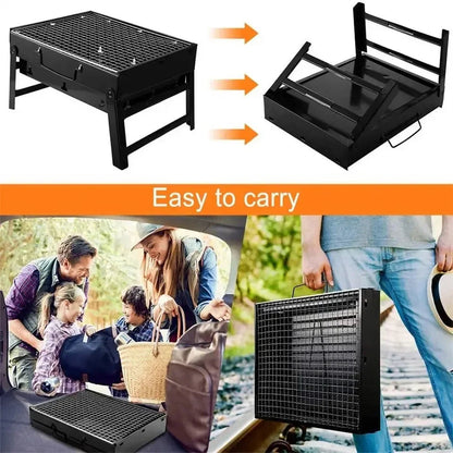 Portable charcoal BBQ grill for camping and outdoor cooking