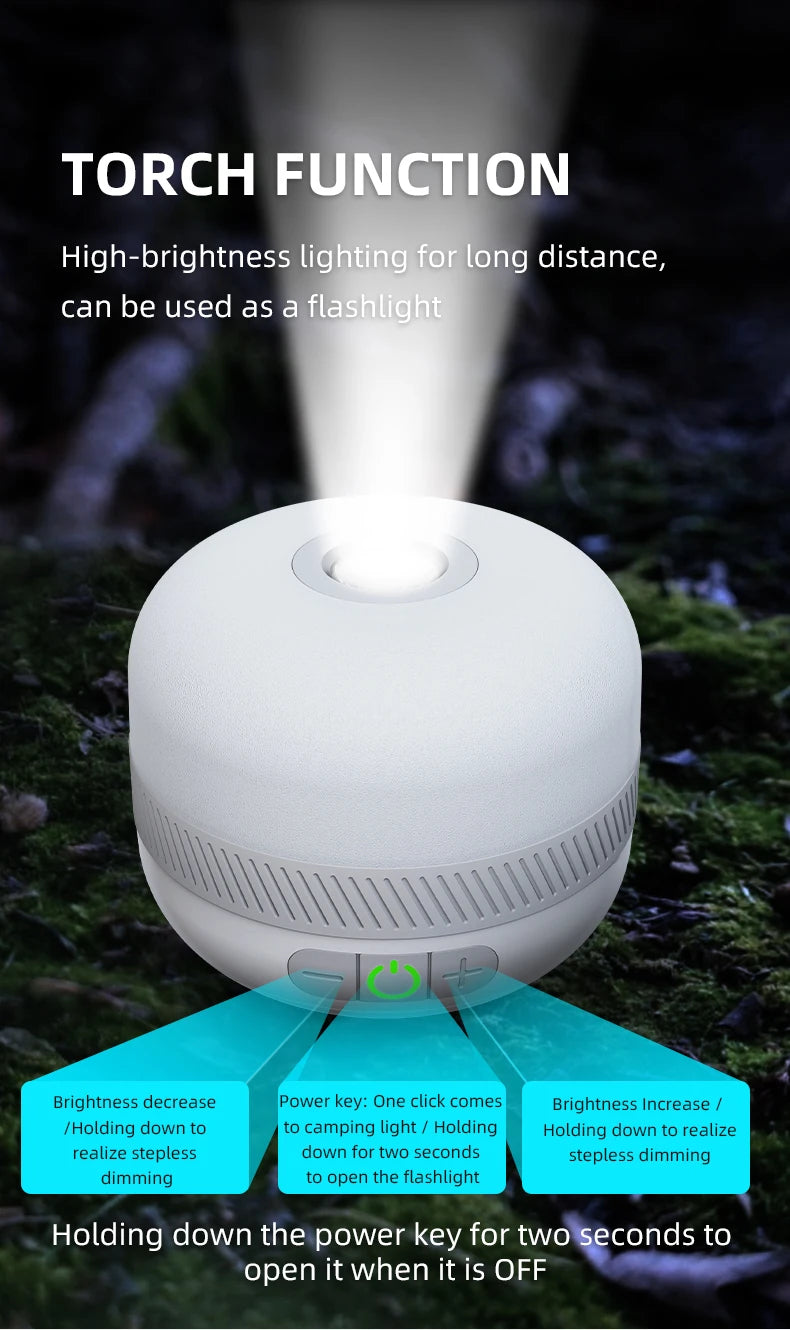 LV10 Rechargeable Camping Lantern 230 Hour Camping Flashlight with Magnet Lighting Fixture Tent Fishing Portable Emergency Light