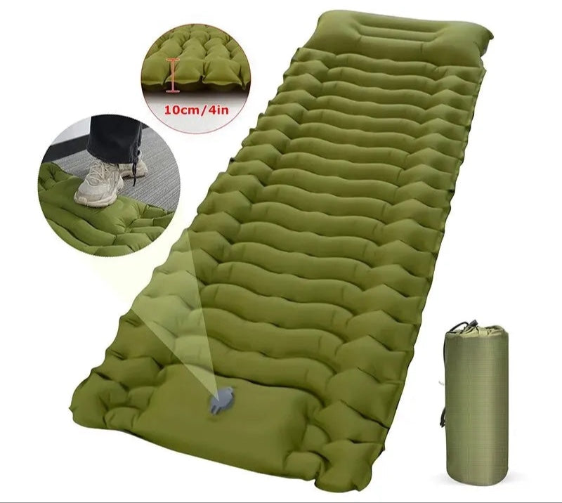 WESTTUNE Outdoor Camping Inflatable Mattress Thicken Sleeping Pad with Built-in Pillow & Pump Air Mat for Travel Hiking Climbing