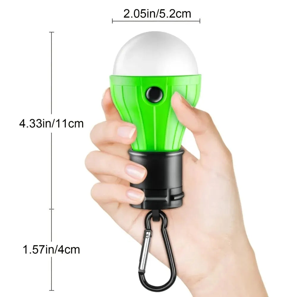 Way2Camp portable 3LED camping lantern hanging above a group of friends sitting around a campfire at night