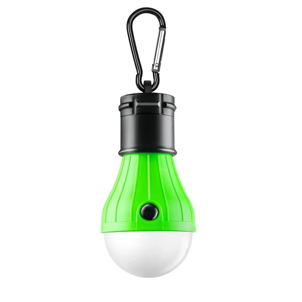 Way2Camp portable 3LED camping lantern hanging above a group of friends sitting around a campfire at night