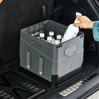 Way2Camp portable folding toilet in grey and black, set up inside a camper van for convenient outdoor bathroom use.