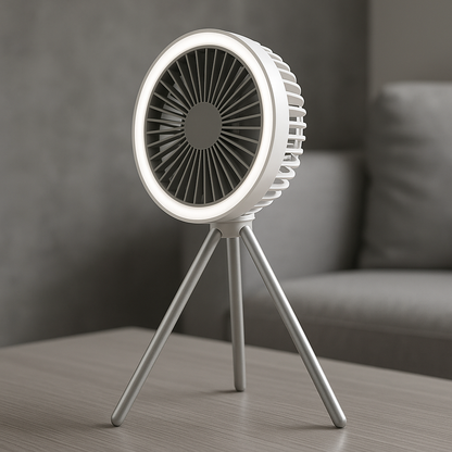 Camping Fan Rechargeable with LED | Portable Outdoor Circulator